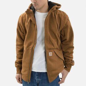 Carhartt Rain Defender Zip Hoodie Brown XL Tall Loose Fit Thermal Lined Workwear